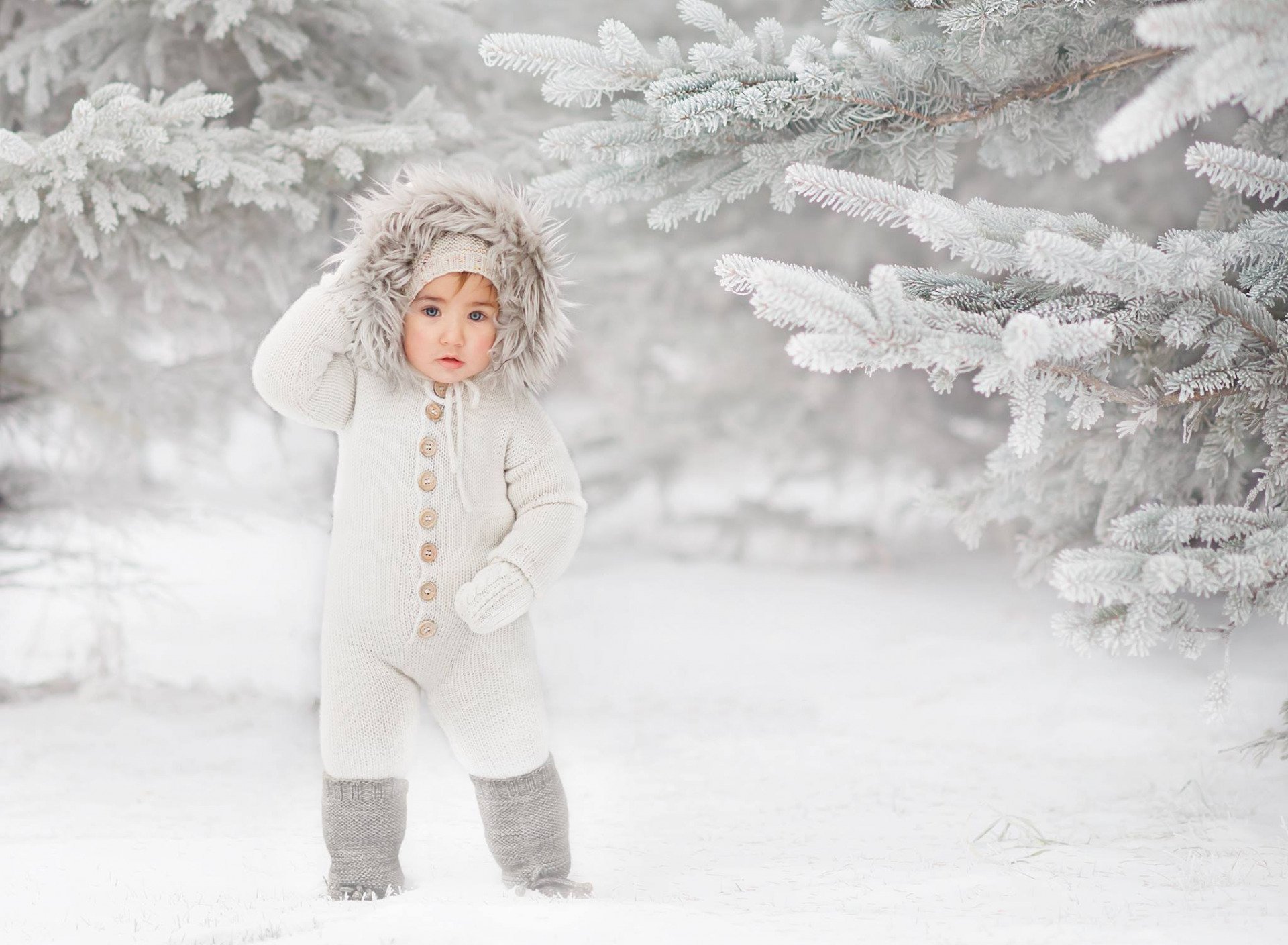 Download Winter Snow Cute Photography Child Cute Winter HD Wallpaper
