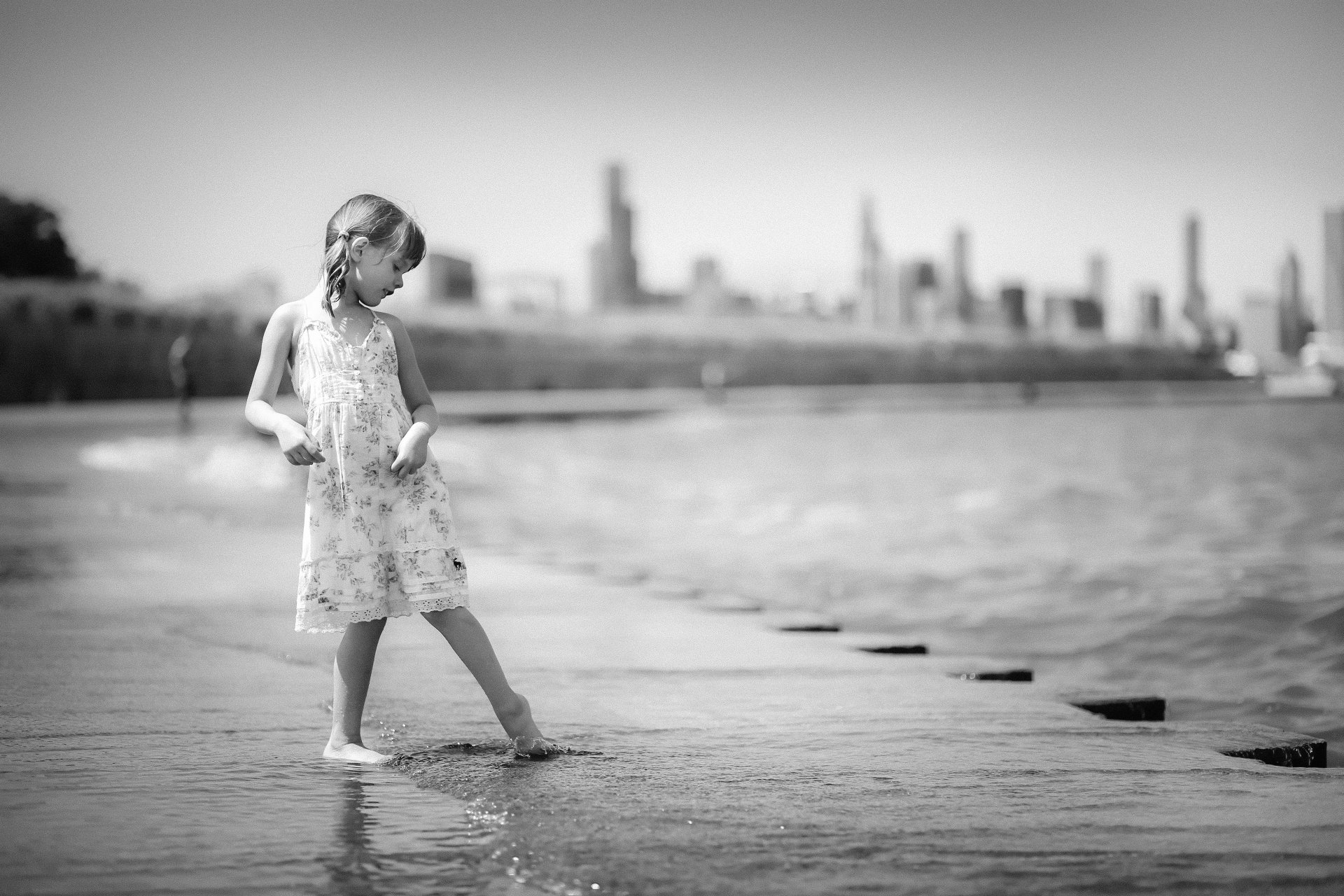 Download Depth Of Field Water Beach Monochrome Photography Child 4k Ultra HD Wallpaper by Philocycler