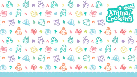 Colorful, minimalist Animal Crossing: New Horizons character icons on a white background, designed as a 4K Ultra HD PC desktop wallpaper and background.