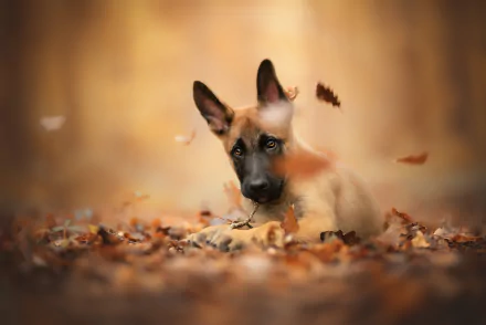fall depth of field baby animal puppy dog Animal Belgian Malinois HD Desktop Wallpaper | Background Image