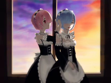 Ram (Re:ZERO) Rem (Re:ZERO) Anime Re:Zero - Starting Life in Another World HD Desktop Wallpaper | Background Image