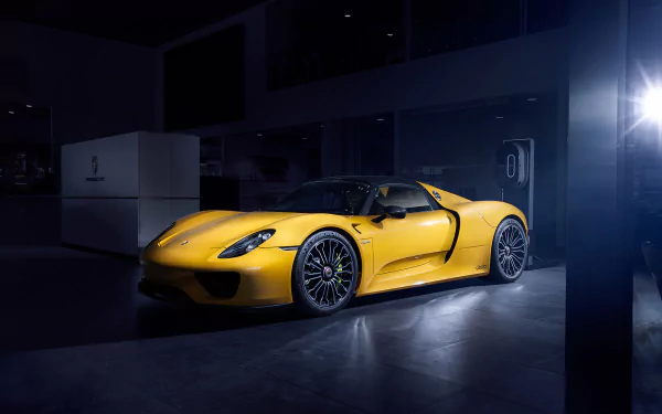 yellow car car supercar Porsche vehicle Porsche 918 Spyder HD Desktop Wallpaper | Background Image
