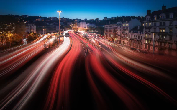 light highway Lyon France photography time lapse HD Desktop Wallpaper | Background Image