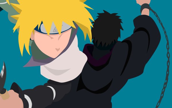 Anime Naruto Minato Namikaze Obito Uchiha Uchiha Clan Hokage Warrior Blonde Black Hair Minimalist HD Wallpaper | Background Image