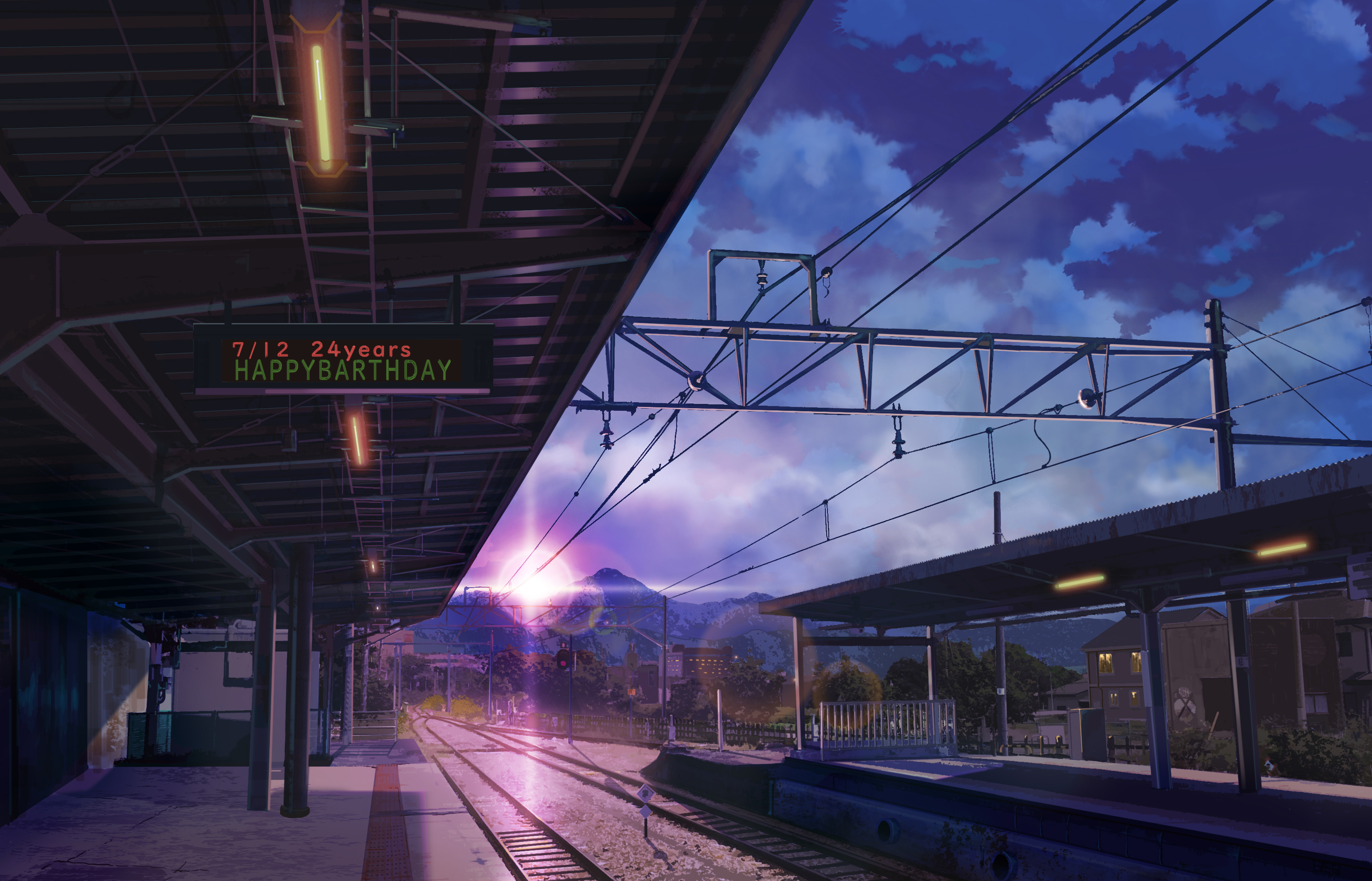 501833 1920x1080 anime winter lights train station train snow night 5  centimeters per second makoto shinkai wallpaper JPG 327 kB - Rare Gallery  HD Wallpapers