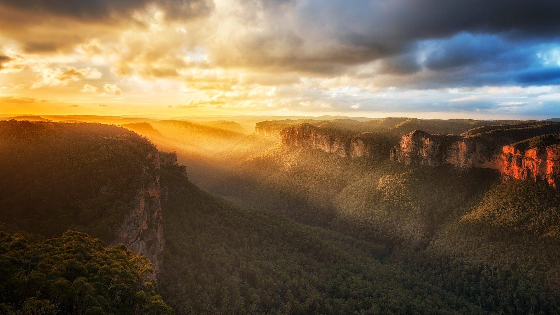 Download Nature Cliff Sunbeam Canyon Australia Mountain Sunset Blue