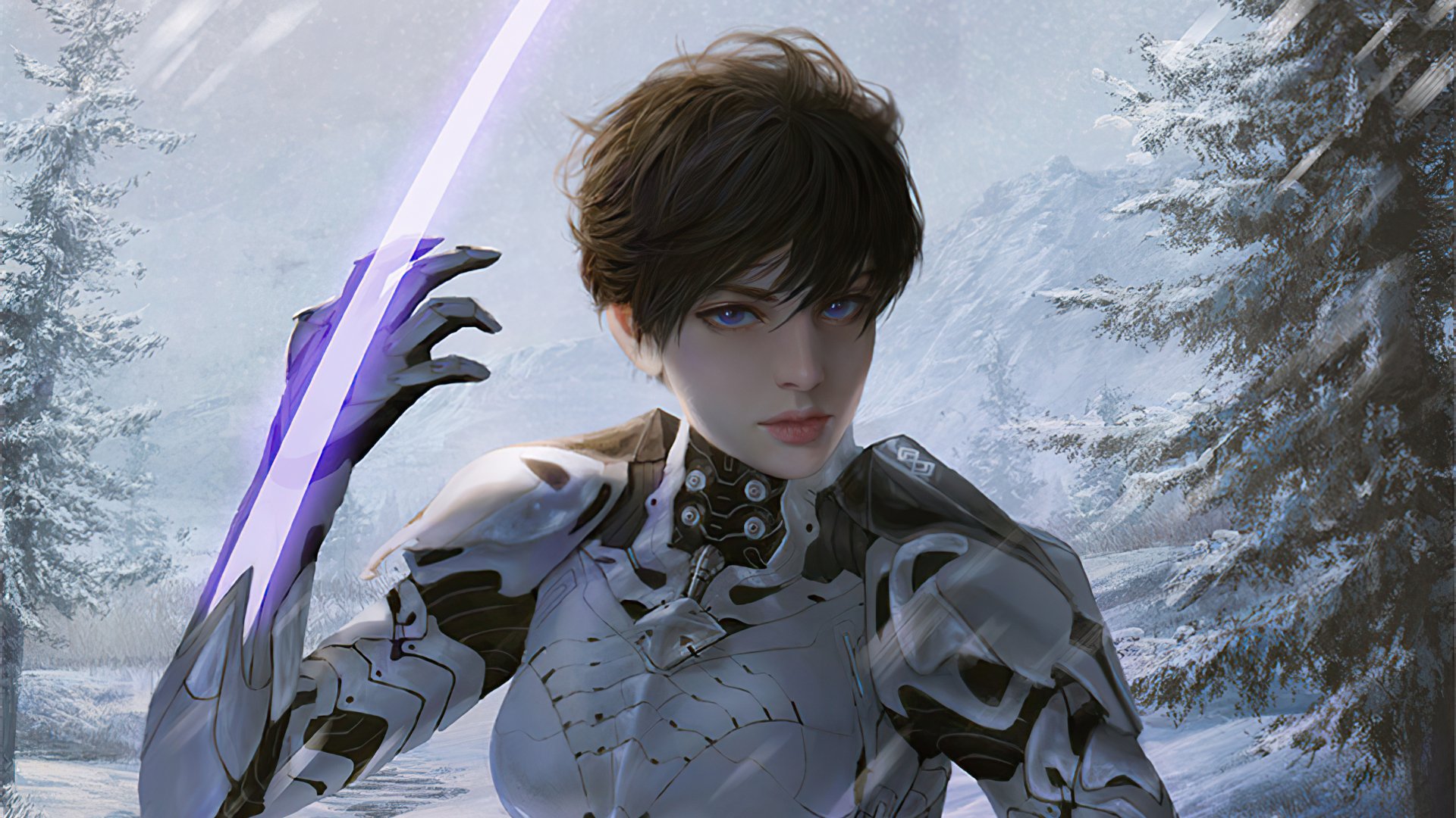 Download Short Hair Woman Warrior Sci Fi HD Wallpaper by Ina Wong