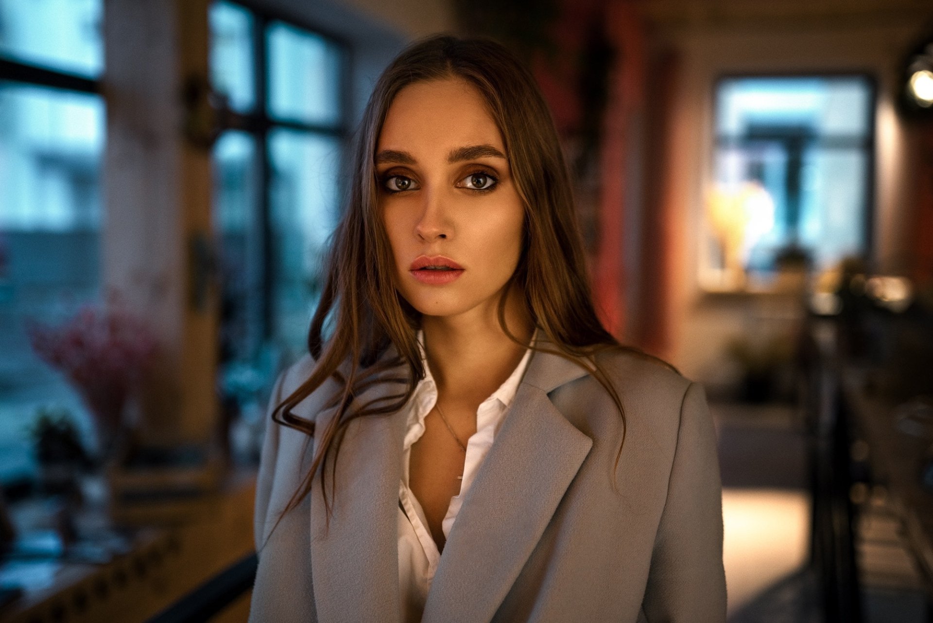 Download Depth Of Field Brown Eyes Brunette Woman Model HD Wallpaper by Aleksandr Kurennoi