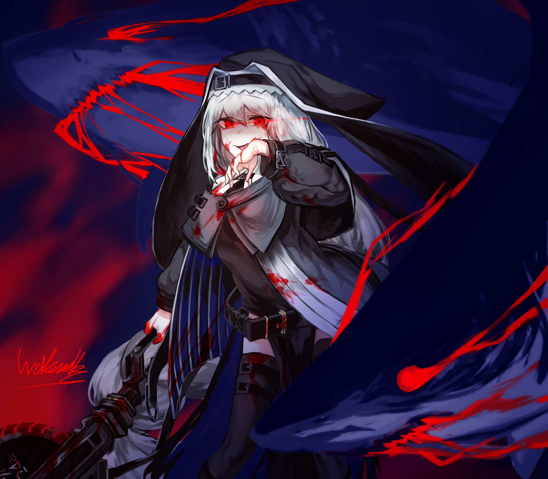 Download Long Hair White Hair Red Eyes Specter Arknights Video Game Arknights Hd Wallpaper By 7696