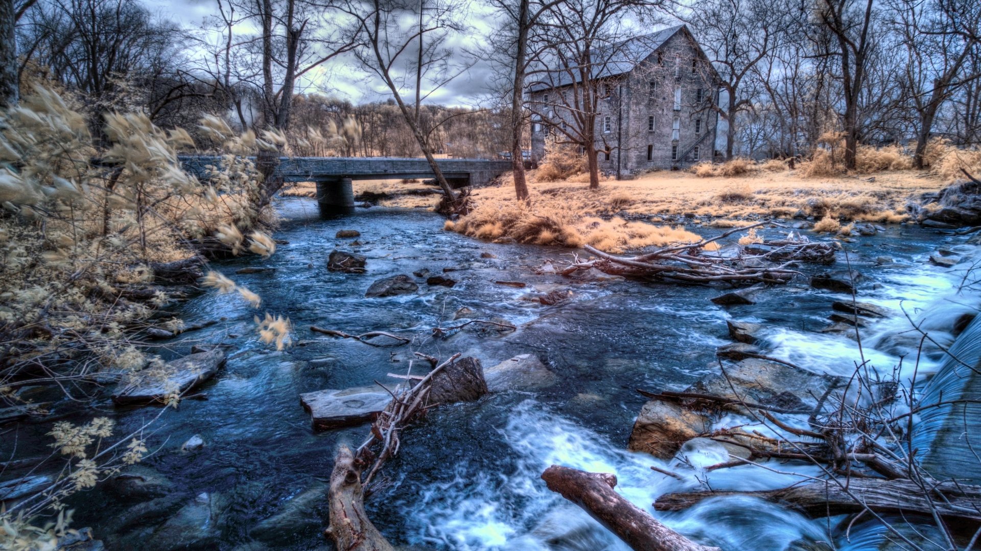 Rustic Riverside Mill — 4K Ultra HD River Landscape Wallpaper ...