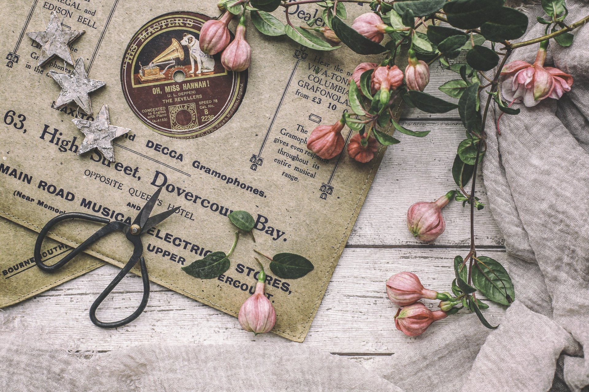 Download Fuchsia Scissors Vinyl Photography Vintage HD Wallpaper