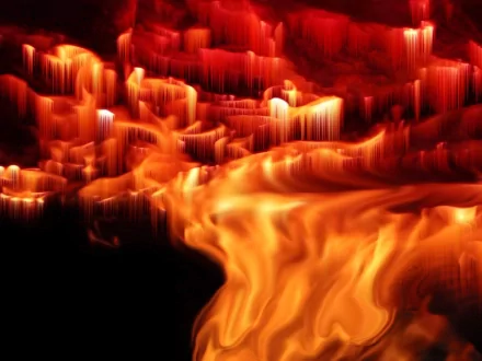 An artistic HD wallpaper featuring vibrant flames and swirling patterns in shades of orange and red, creating a dynamic and captivating background.