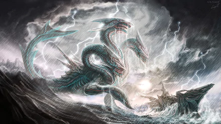 fantasy sea monster sea serpent HD Desktop Wallpaper | Background Image
