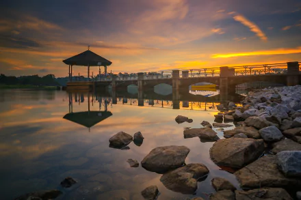 gazebo bridge man made pier HD Desktop Wallpaper | Background Image