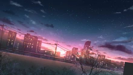 starry sky sunset sky Anime city anime sunset Sky Anime anime city HD Desktop Wallpaper | Background Image