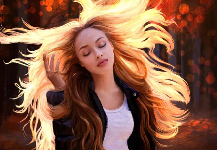 redhead long hair mood woman artistic HD Desktop Wallpaper | Background Image