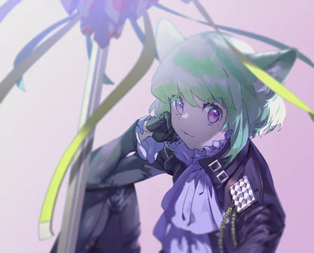 green hair animal ears purple eyes Lio Fotia Anime Promare HD Desktop Wallpaper | Background Image