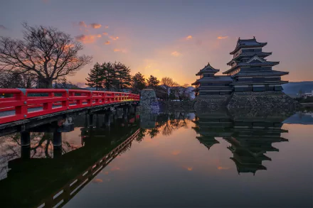 Japan castle bridge man made matsumoto castle HD Desktop Wallpaper | Background Image