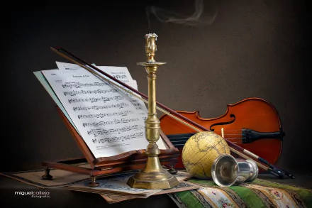 sheet music globe still life music violin HD Desktop Wallpaper | Background Image