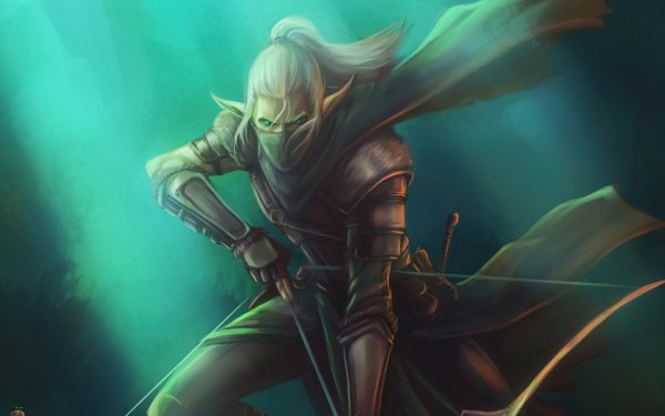Fantasy Archer Elf Warrior White Hair HD Wallpaper | Background Image