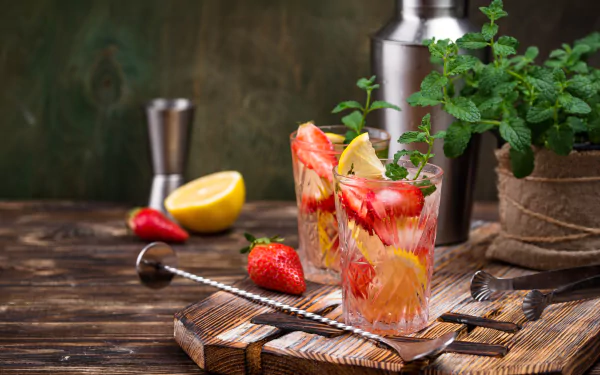 lemonade lemon strawberry berry food drink HD Desktop Wallpaper | Background Image