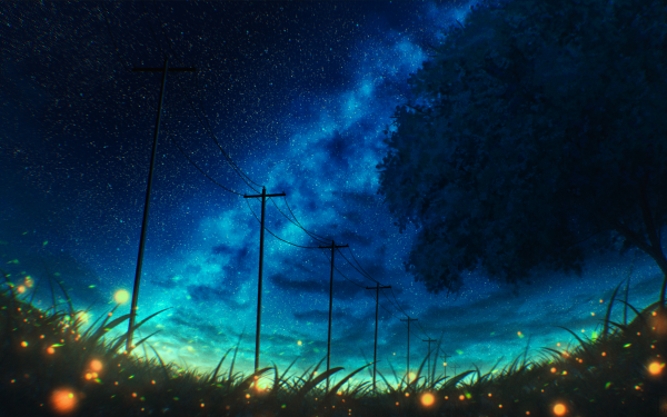 Anime Original Sky Starry Sky Night HD Wallpaper | Background Image