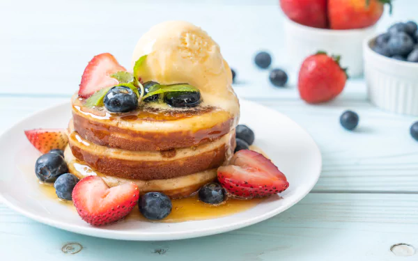 breakfast strawberry blueberry berry food pancake HD Desktop Wallpaper | Background Image