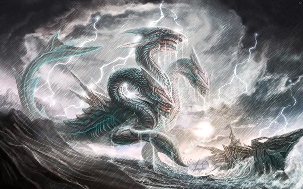 fantasy sea monster sea serpent HD Desktop Wallpaper | Background Image