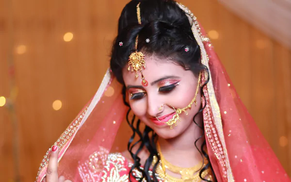 jewelry saree Indian woman model HD Desktop Wallpaper | Background Image