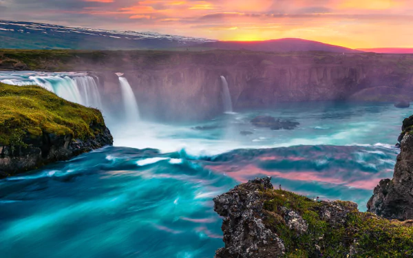 waterfall nature Goðafoss HD Desktop Wallpaper | Background Image