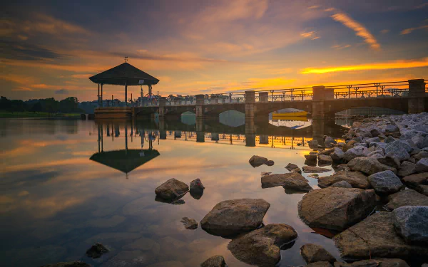 gazebo bridge man made pier HD Desktop Wallpaper | Background Image