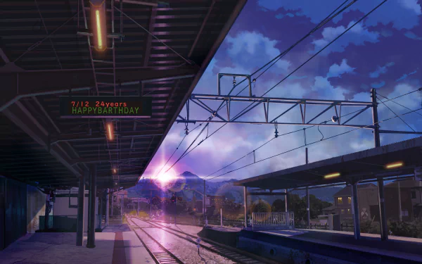 Anime train station sunlight HD Desktop Wallpaper | Background Image
