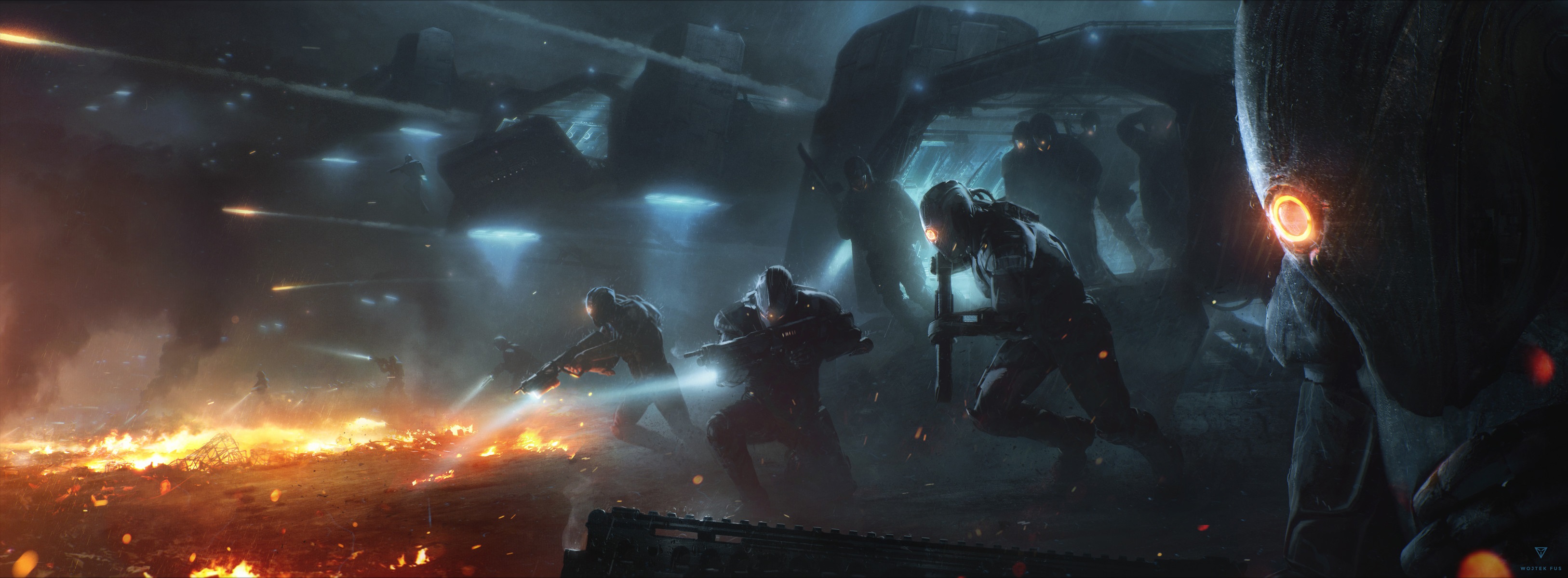 Download Sci Fi Battle Hd Wallpaper By Wojtek Fus