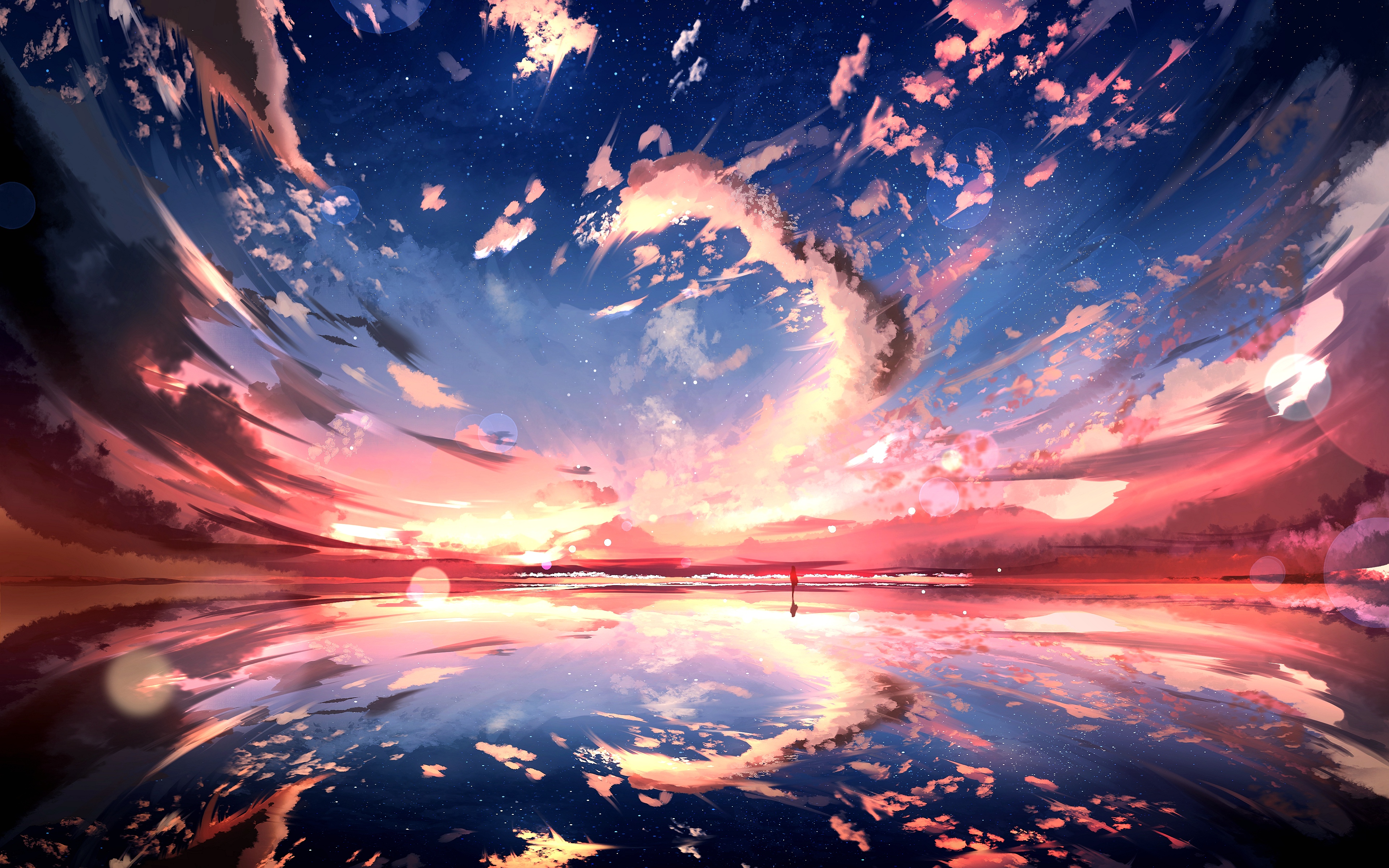 Anime Sunset 4k Ultra HD Wallpaper by とちちま