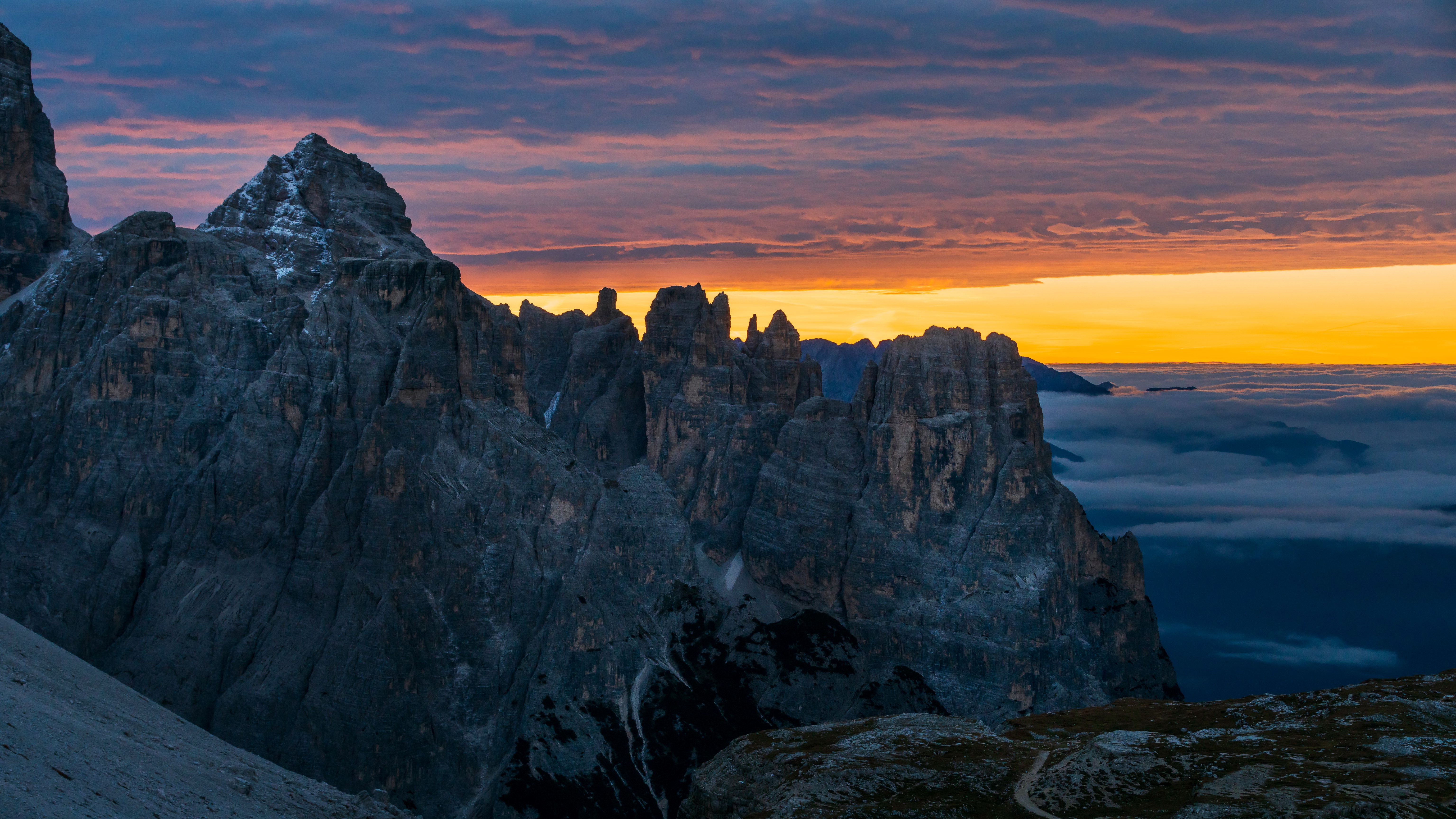 Download Dolomites Sunrise Italy Nature Mountain 4k Ultra HD Wallpaper