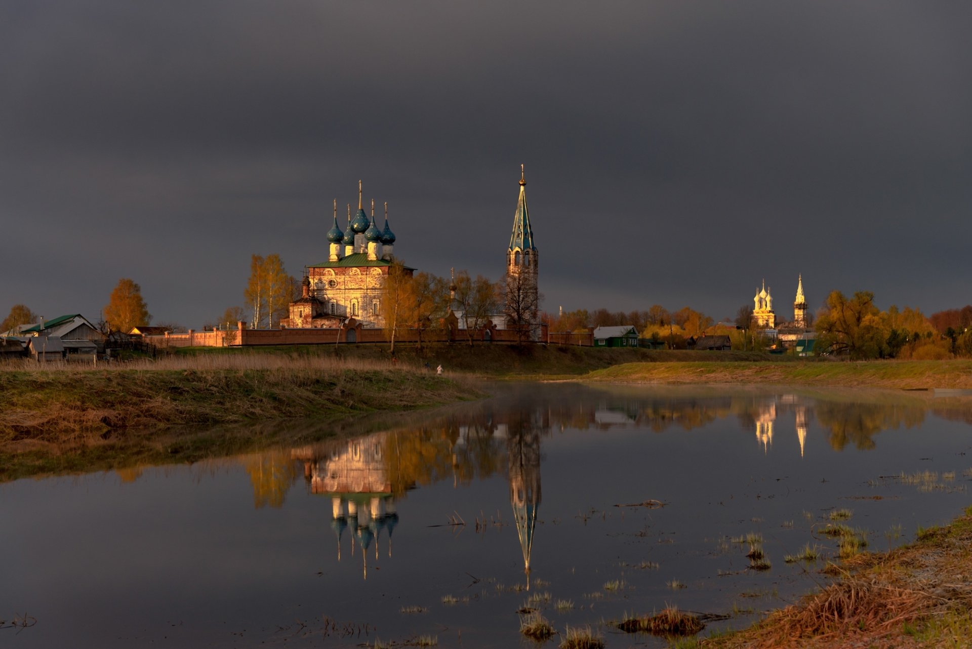 Download Russia Temple River Reflection Religious Church HD Wallpaper by Eduard Gordeev