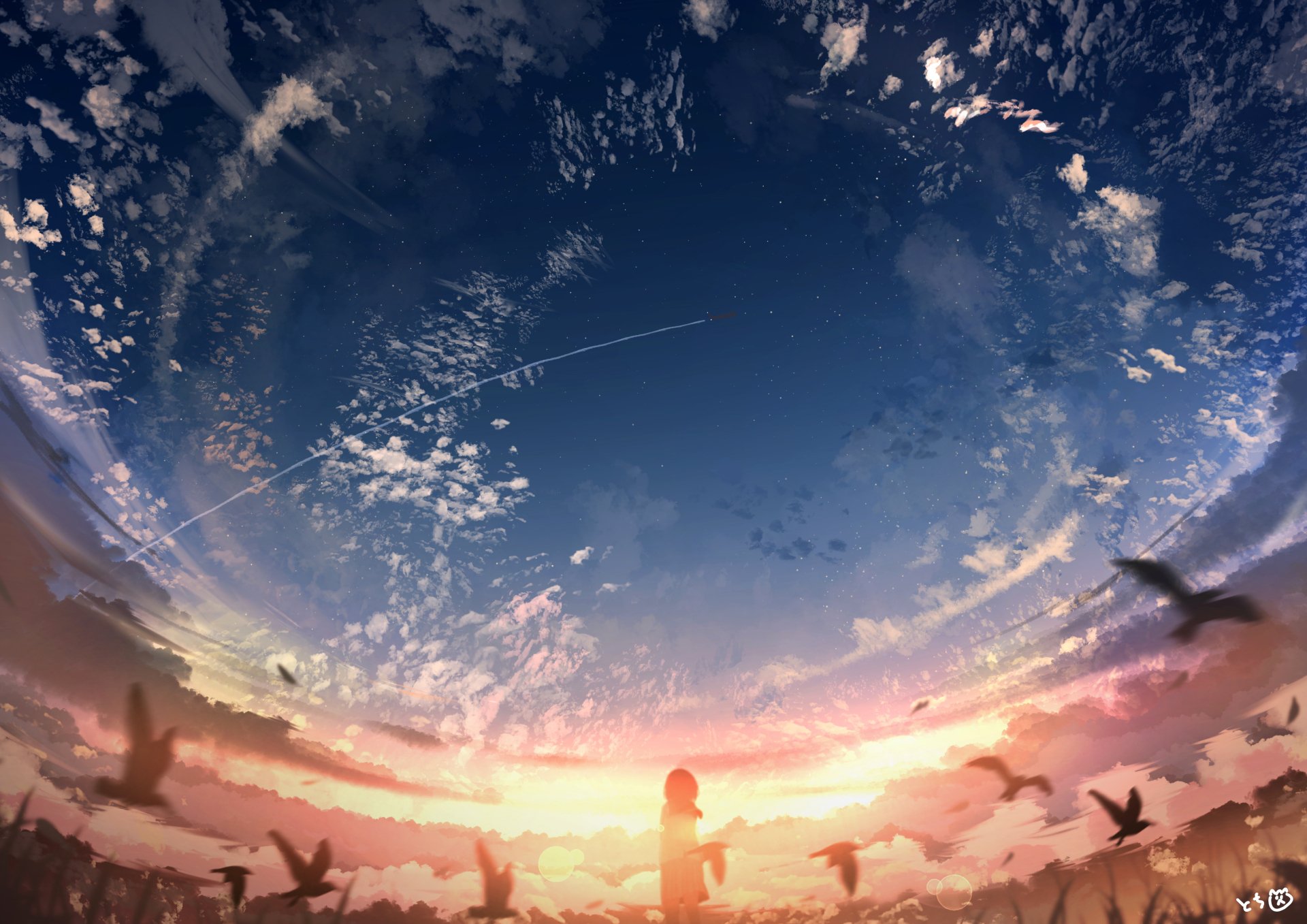 Anime Sunset HD Wallpaper by とちちま