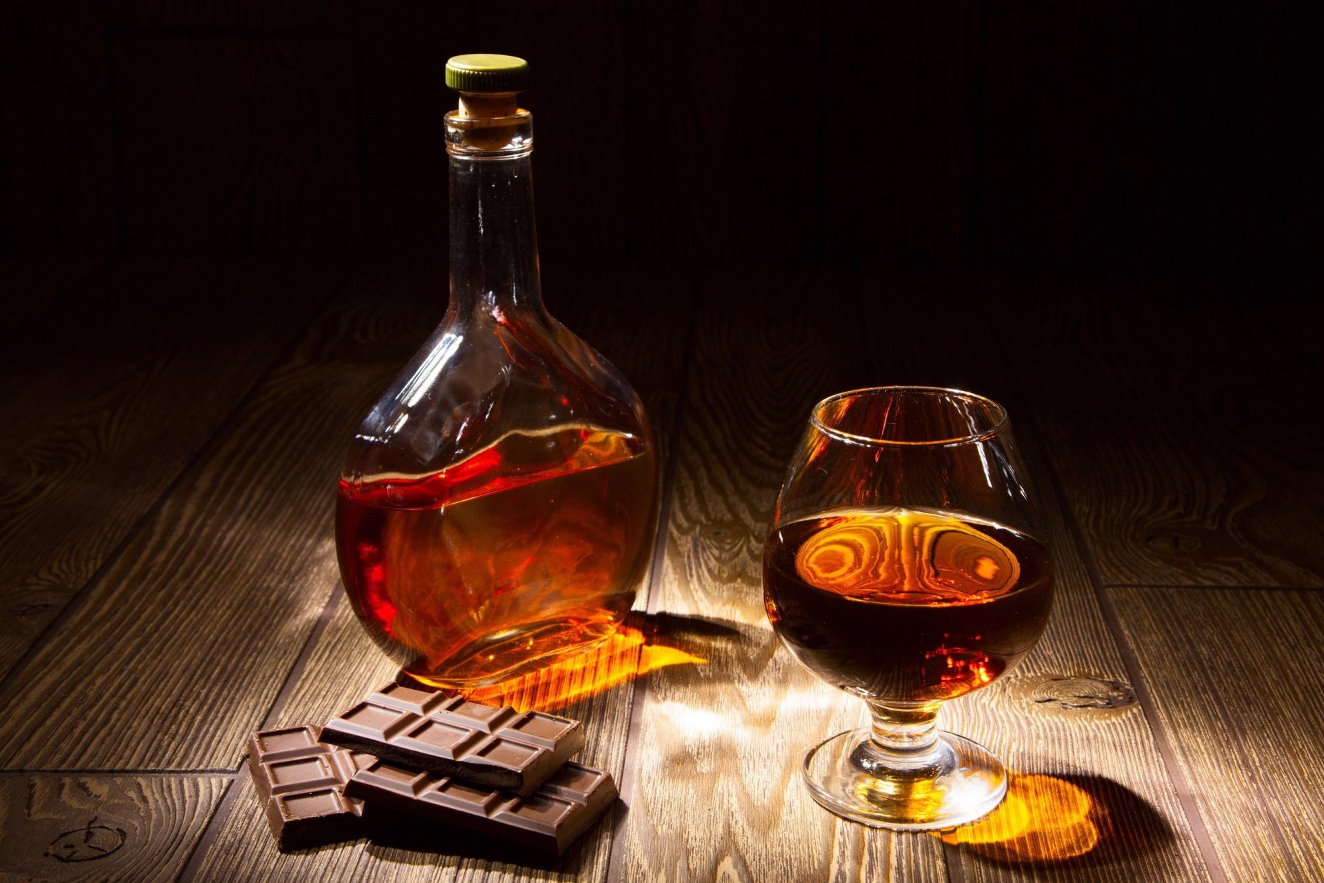 Download Still Life Drink Cognac Chocolate Bottle Glass Food Alcohol HD Wallpaper