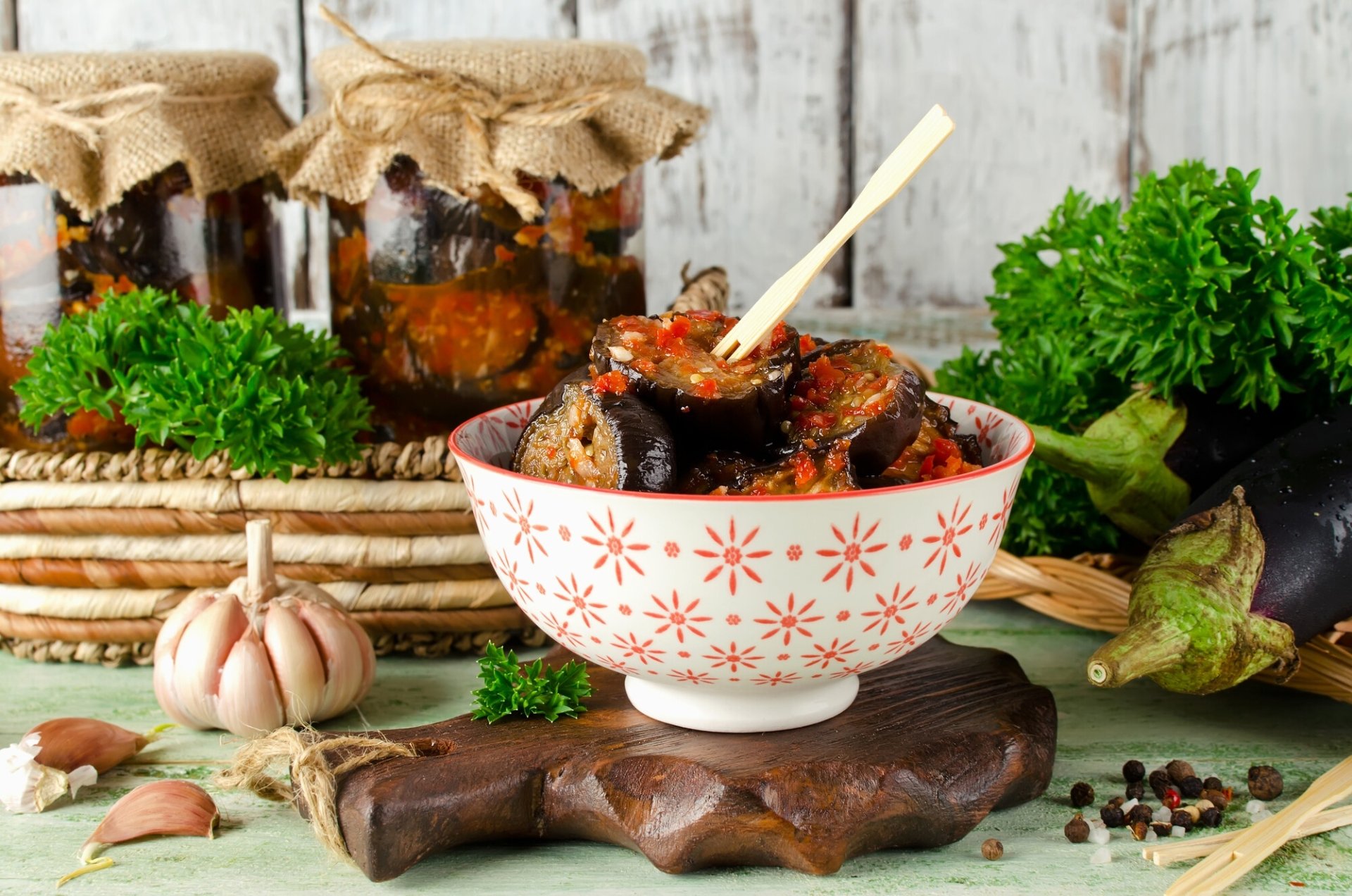 Download Garlic Spices Food Eggplant HD Wallpaper