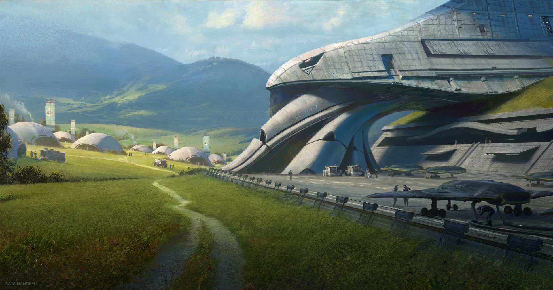 Download Aircraft Town Sci Fi Building HD Wallpaper by Raja Nanadepu ...
