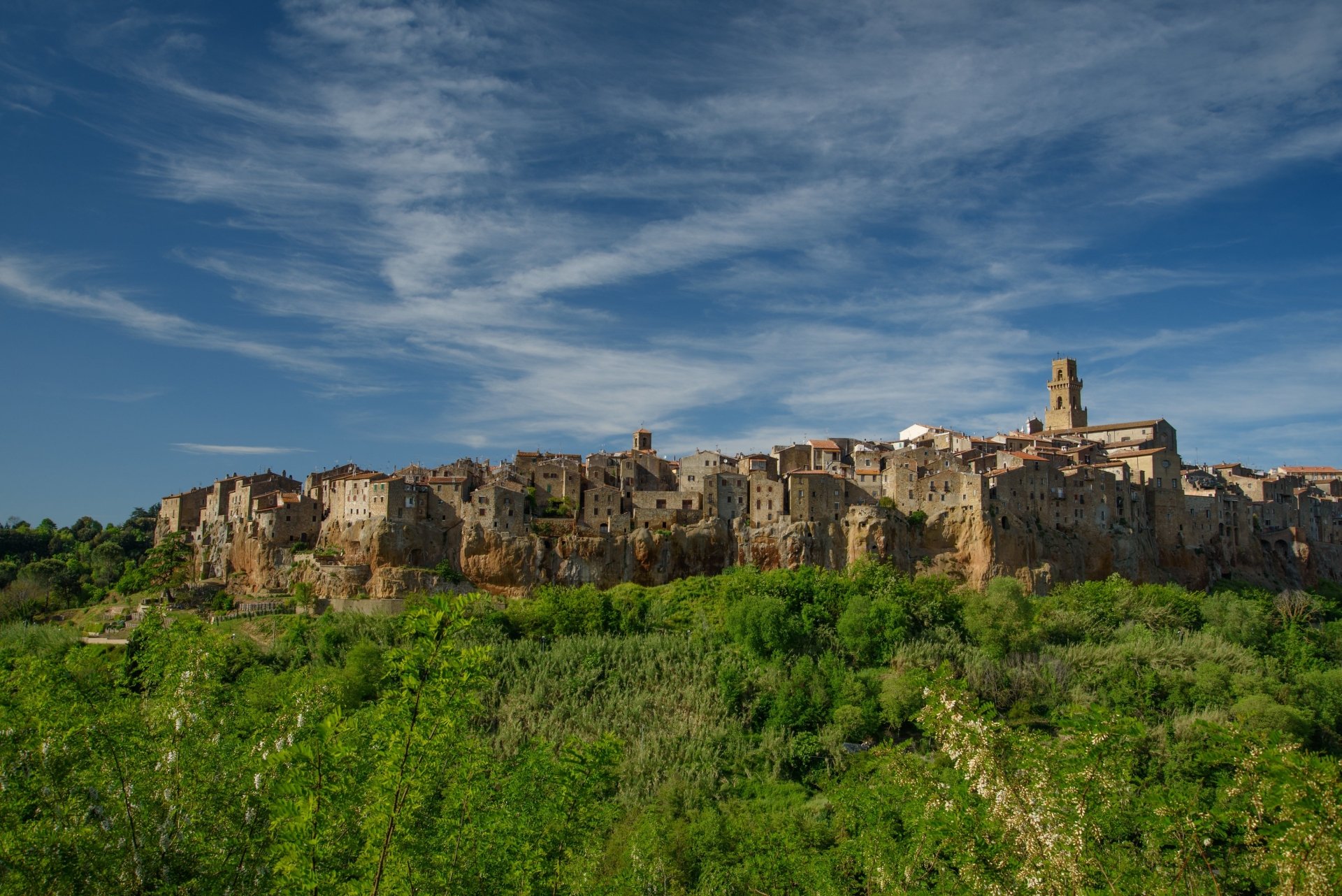 Download Bell Tower Tuscany Italy Man Made Pitigliano HD Wallpaper