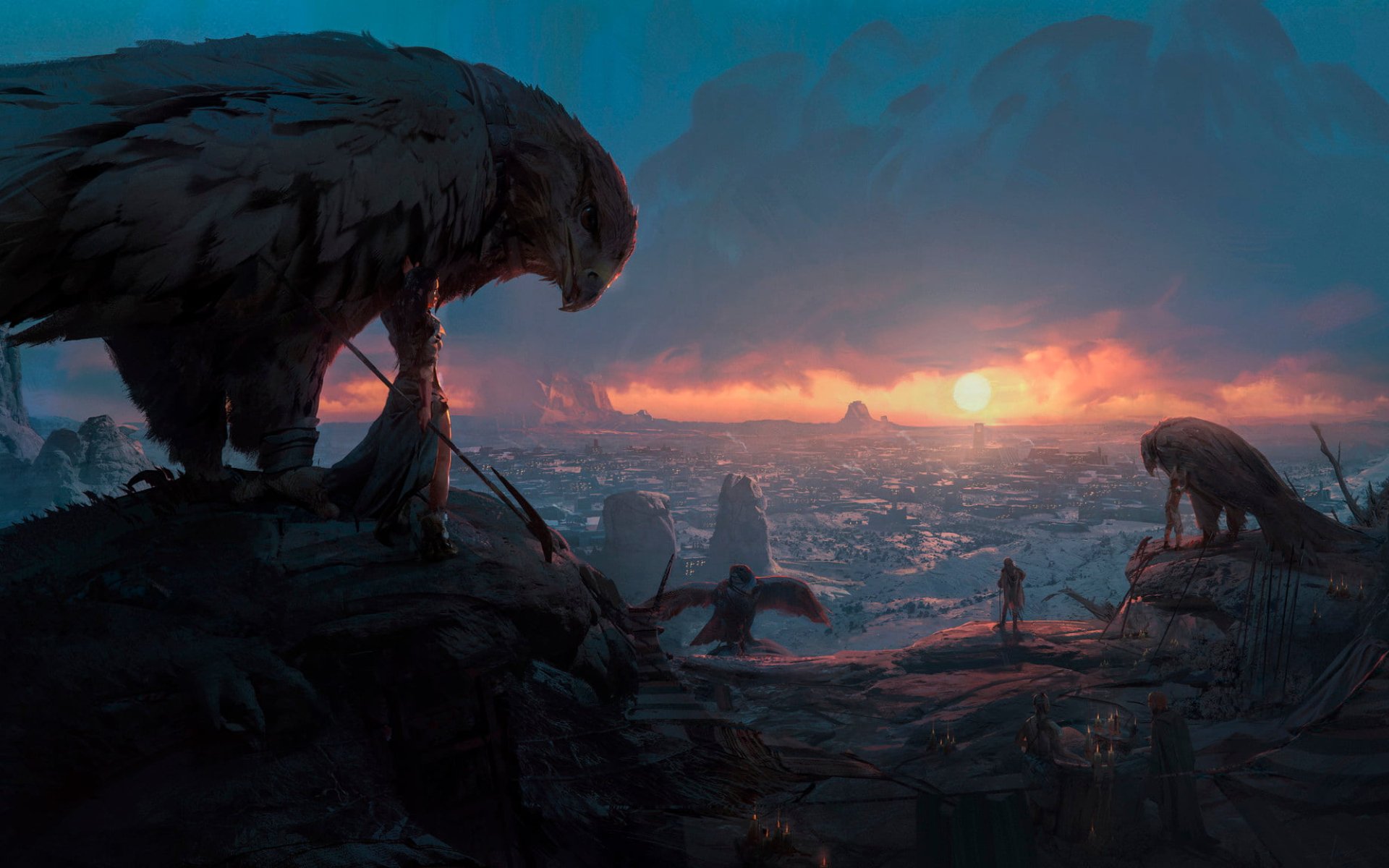 Download Sunset Eagle Fantasy Bird HD Wallpaper by Pablo Dominguez