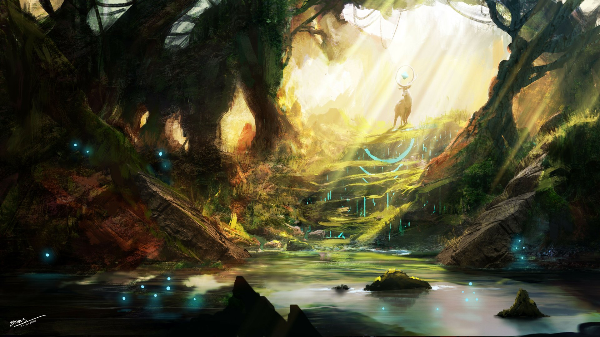 Sylvan Stag — 4K Ultra HD Fantasy Wallpaper by Bryan Salvador ...
