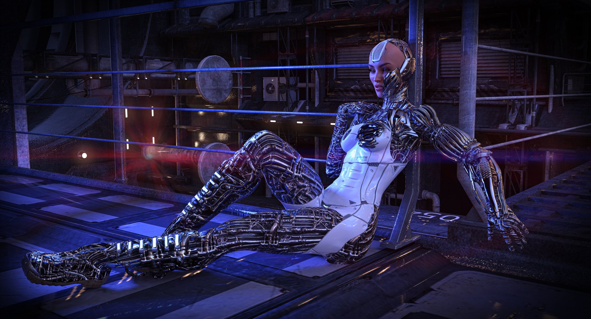 Download Cyberpunk Sci Fi Robot 4k Ultra HD Wallpaper