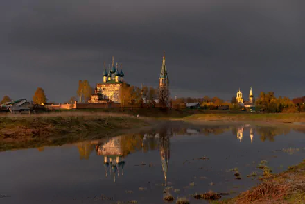 Russia temple river reflection religious church HD Desktop Wallpaper | Background Image