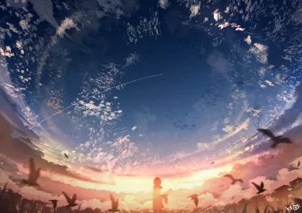 sky Anime sunset anime sunset Sky Anime HD Desktop Wallpaper | Background Image