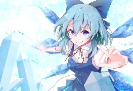 blue hair blue eyes Cirno (Touhou) Anime Touhou HD Desktop Wallpaper | Background Image