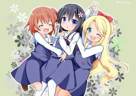 school uniform black hair blonde Hana Shirosaki Hinata Hoshino Noa Himesaka Anime Wataten!: An Angel Flew Down to Me HD Desktop Wallpaper | Background Image