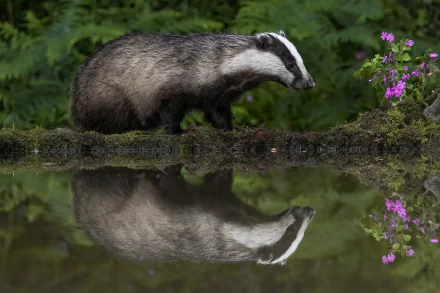 reflection Animal badger HD Desktop Wallpaper | Background Image
