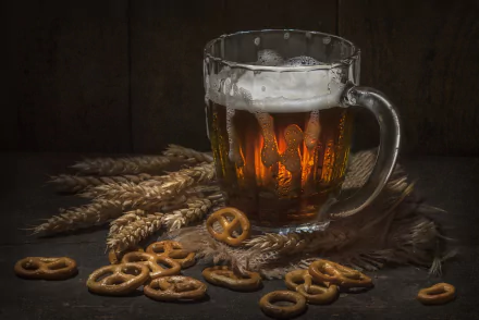 still life drink pretzel glass food beer HD Desktop Wallpaper | Background Image